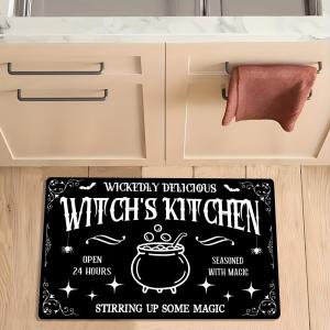 Evil Delicious Witch Kitchen Alphabet Halloween Floor Mat Living Room Bedroom Corridor Dining Room Outdoor Door Mat Home Decor
