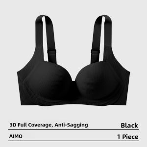 Aimo | Adjustable Thin Womens Underwear Set Invisible Large Chest Appearance Small Chest Anti-Sagging Plus Size Bra Vest Style Nylon Fabric
