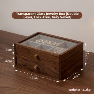 FANHAN | Drawers Style Wooden Double Layer Jewelry Box