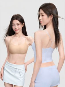 Secret World | Áo Ngực Mỏng Hợp Tone Da Kẻ Cổ Thấp Không Đường May Mùa Hè