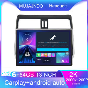 MUJAJNDO 13inch 6+64GB for toyota land cruiser prado 2018-2019 android15 2k qled screen octa core support 360camera voice command carplay android auto car stereo android head unit gps navigation q13