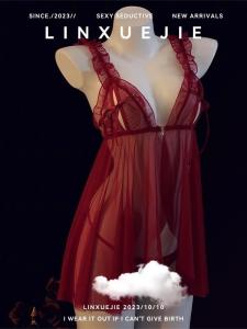 Elegant Red Mesh See-through Sleep Dress: A Luxurious Nightwear Choice