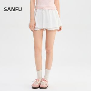 SANFU | Elastic High Waist Comfortable Layered Design Shorts