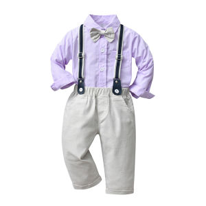 Baby Boys Rompers Set Purple Infant Toddler Boy Suit Set Formal Suit For Boys Long Sleeve Boy Shirt And Pants Birthday Party Boy Wedding Suit Set Baby Jumpsuit Photoshoot Costume Age 0 1 2 3 4 5