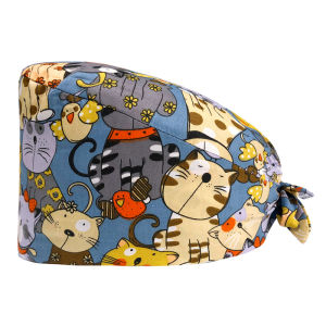 หมวกคลุมหัวผ้าฝ้ายพิมพ์ลายสีน้ำเงินเข้มสำหรับคนทำงานในครัว หมวกคลุมปาก ICU สำหรับผู้ชาย หมวกกันน็อคสำหรับทำอาหาร หมวกคลุมหัวแบบสวมหัวสำหรับทุกเพศ