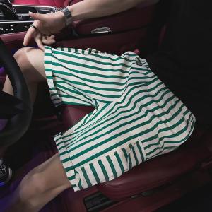 Quần Short Nam Mùa Hè Ice Silk Mỏng Thường Ngày Họa Tiết Sọc Cỡ Lớn Quần Đi Biển Thời Trang Quần Dài Năm Phần