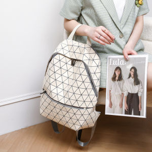 DDOO | Fashion Folding Geometric Lattice Rainbow Iridescent Night Glow Holographic Backpack