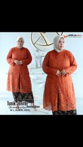 Setelan Kebaya Tunik Jenifer Jumbo - Outfit Kekinian Pesta & Motif Bunga Elegan