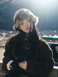 K-style Face-Looking Small Rabbit Fur Bucket Hat Female Sichuan West Stuffed Hat Big Head Circumference Autumn and Winter Warm-Keeping and Cold-Proof Bucket Hat