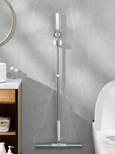 Ecoco Floor Squeegee Glass Wiper with Long Handle Dry-Wet Double Use Rubber Head Replaceable