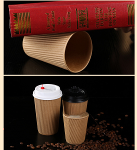 Disposable Coffee 2-Layer Paper Cup Thickened and Anti-Scald S-Type Corrugated Paper Cup Milk Tea Hot Drinks Cup Take out Cup with Lid