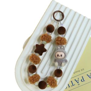 กระเป๋าตุ๊กตาผ้ากำมะหยี่พวงกุญแจจี้ตุ๊กตาห้อยน่ารักตุ๊กตาผ้ากำมะหยี่โซ่โทรศัพท์มือถือ DIY โซ่ธัญพืช