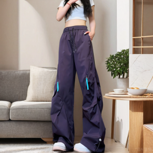 Quick Dry Womens Workwear Trousers Spring Autumn Summer High Waist Outdoor Mountain Climbing Pants Polyester Fiber Wide Leg