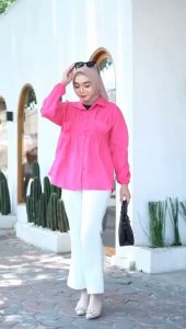 NADINE TOP / KEMEJA WANITA VIRAL KANTONG SERUT NADINE KATUN POPLIN PREMIUM 8070