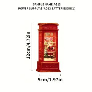 Christmas Phone Booth Decoration LED Light Santa Snowman Tree Red Retro Telephone Booth Ornament Home Party Decor Gift