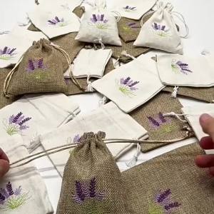 3/5pcs Lavender Drawstring Bags Cotton Drawstring Empty Bags Wedding Favor Bag for Lavender Buds Filling Spice Jewellery Bag