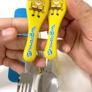 Set Alat Makan Sendok Garpu Sumpit Anak Stainless / Peralatan Makan Anak Set Karakter