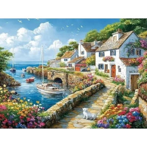 Seaside Building Landscape Jigsaw Puzzle 500/1000/1200/2000PCS Coastal Scene Focus Activity Leisure Time Gift