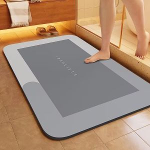 Highly absorbent and non slip bathroom mat - quick drying diatomaceous earth soft and durable floor mat shower blanket