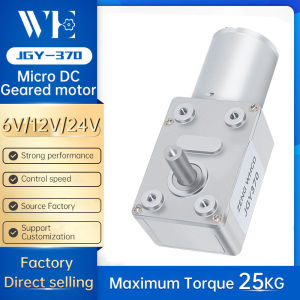 JGY370 Micro Worm Gear Reduction DC Motor Single Short Output Shaft 6mmD Axis 6V~24V With Self-locking Metal Gear Motor