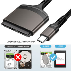xiede | USB 3.0/Type C to SATA Cable Adapter for 2.5 inch SSD HDD External Hard Drive Adapter for 22 Pin Hard Drive Reader PC Accessorie