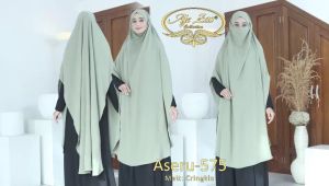 Hijab Syari Frensh Khimar Tali Karet Kode ASERU Bahan Kringkel Premium By Ory AjeZas Collection