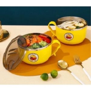 Ca úp mỳ vịt vàng có nắp size 15cm chất liệu inox 304 có tay cầm chống vỡ chịu nhiệt tới 120 độ C kiêm giá đỡ ĐT