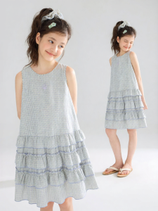 MUCMUKN | Breathable Gingham Cotton Shell Embroidery Lace Dress