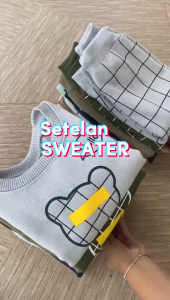 Ukuran S M L XL Setelan Baju Anak Laki Laki Setelan Sweater Celana Joger Anak Motif Bear Usia 1-5 Tahun Nana Kids Wear