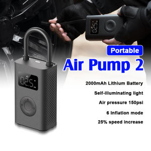 Xiaomi Mijia Electric Portable Air Pump 2 Smart Digital Display Air Compressor Tire Pressure Detection For Bike Motorcycle Car Scooter Ball