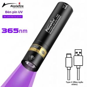 Alonefire | Đèn Pin UV LED Mini Độ Sáng Cao 365nm/395nm Sạc USB Dùng Để Phát Hiện Nước Tiểu Thú Cưng Nấm Da Tiền Giả Đá Quý Bọ Cạp