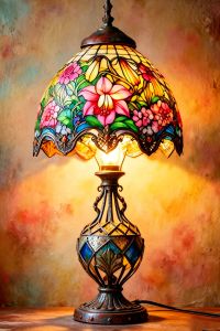 HelloYoung | Vintage Hoa Kim Loại Ký Hiệu Tiffany Đèn Thiết Kế Nghệ Thuật Treo Tường In Hình Cho Phòng Khách Phòng Ngủ Retro Kính Màu 2D Trang Trí Bằng Phẳng