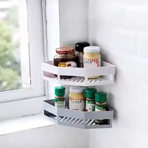 Rak Sudut Kamar Mandi Segitiga Plastic Corner Bathroom Storage Rack Holder ST145