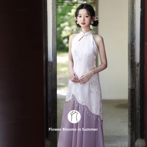 Graceful Slimming Purple Cheongsam Dress