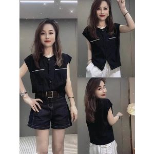 WANGGONGZHU | Hebe Style Chiffon Shirt Women Summer New Elegant Loose Slimming French Fashion Top Short Sleeve Round Neck Solid Color