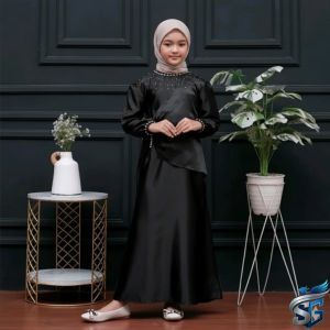 Dress Anak Perempuan (2-12Tahun)|Gamis Kondangan Anak| Dress Satin Premium| Gaun Wisuda Anak