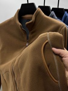 Mens Casual Fleece Jacket Pure Color Oversized Hoodie Warm Autumn Winter Fashion Brand Open Cardigan Youth Urban Style Zipper