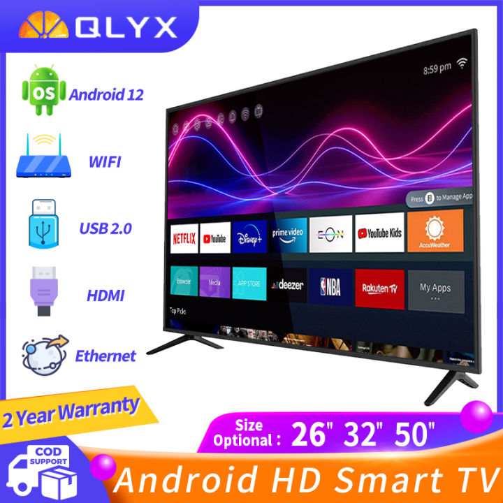 QLYX Smart TV Android 26"32"50" Inch 1080P Full HD LED Slim Flat Screen