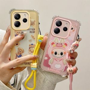 Fashion Casing Redmi Note 14 Pro+ Note14 Pro + 13 Pro 12 Plus 5G 4G New Cute Cartoon Pacha Dog Kuromi Doraemon Bread Bear Laboo Anti-fall Phone Case with Lanyard 2025