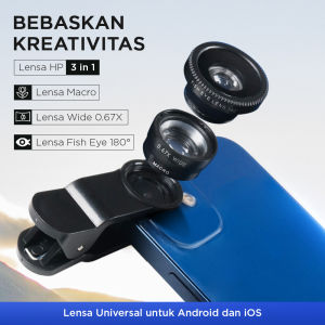 Lensa Kamera HP 3 in 1 Macro Fish Eye Wide 0.67x