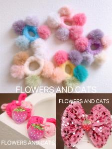 Adorable Korean Style Autumn Winter Childrens Color Block Furry Hair Ties Baby Non-Damaging Hair Towel Rings Hair Bands