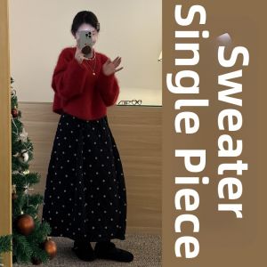 PEIZIXUAN | Red High-end Stylish Womens Sweater Dress