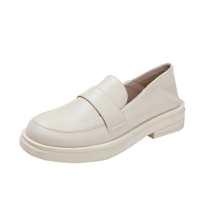 Womens Soft Cowhide Loafers Spring 2025 New British Style Black Leather Shoes Commute Thick Bottom Single Shoes Fashionable