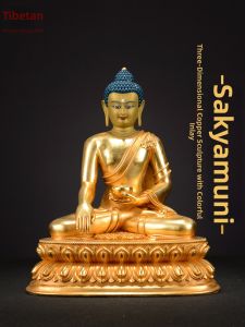 ZANGCUN | Full Gilt Handmade Sakyamuni Buddha Statue