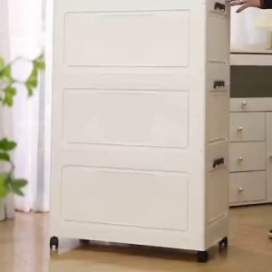 78CM Drawer Clothes Storage Foldable Baby Cabinet Cartoon Bear Durabox For Baby Plastic Wardrobe Cabinet For Kids Fully Assembled Cabinet For Clothes