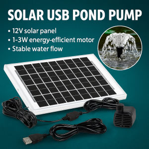 Solar USB Fountain Pump Kit-12V 4W Panel+3W Water Pump With 7.5M Cable For Fish Tank Pond Rockery Circulation