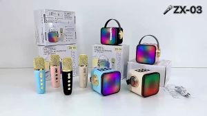 [💛SG Ready Stock] 2023 New LED Speaker Bluetooth 2Mic 1 Set Karaoke Speaker KTV Portable Cute wireless Microphone
