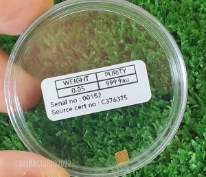 MINI GOLDBAR IN CAPSULE EMAS TULEN 999.9 DANTE PRECIEUX
