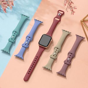Slim Strap for Apple Watch Ultra 2 49mm 42mm 38mm 44mm 40mm iWatch Series SE/SE2/6/5/4 Sport Band Women Skinny Silicone Strap 45mm 41mm for Apple Watch Series 9 8 7