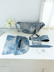 New Chinese Style DIY Handmade Underarm Bag Materials Hand Sewn Crescent Shoulder Crossbody Bag for Young Men And Women